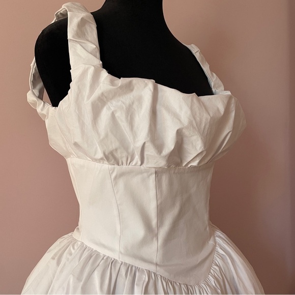 House of CB- Le Puff White Cotton Tulle Mini Dress Square Neck Romantic Size M - Picture 7 of 16